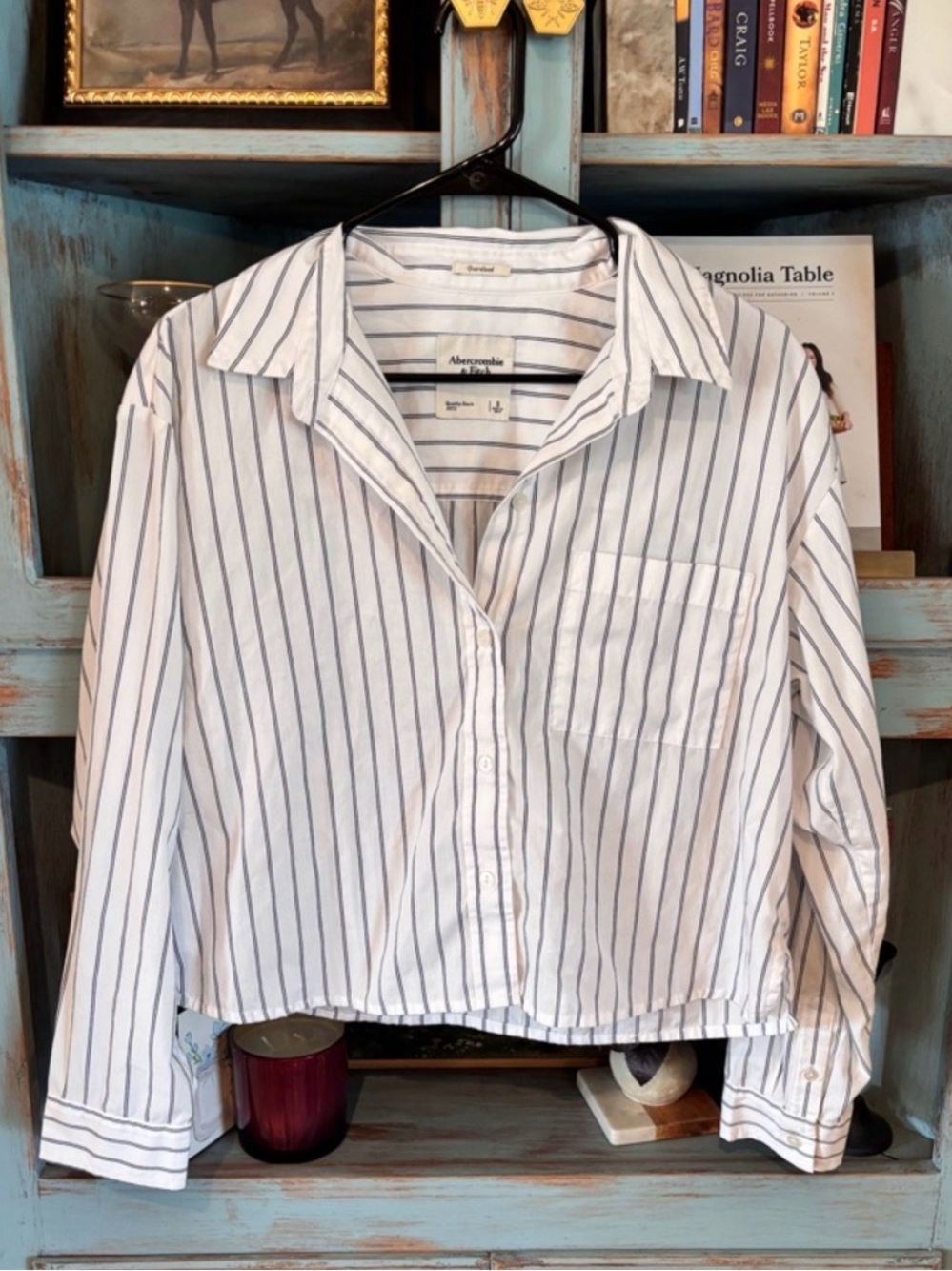 Abercrombie & Fitch White Button-Down Stripe Shirt
